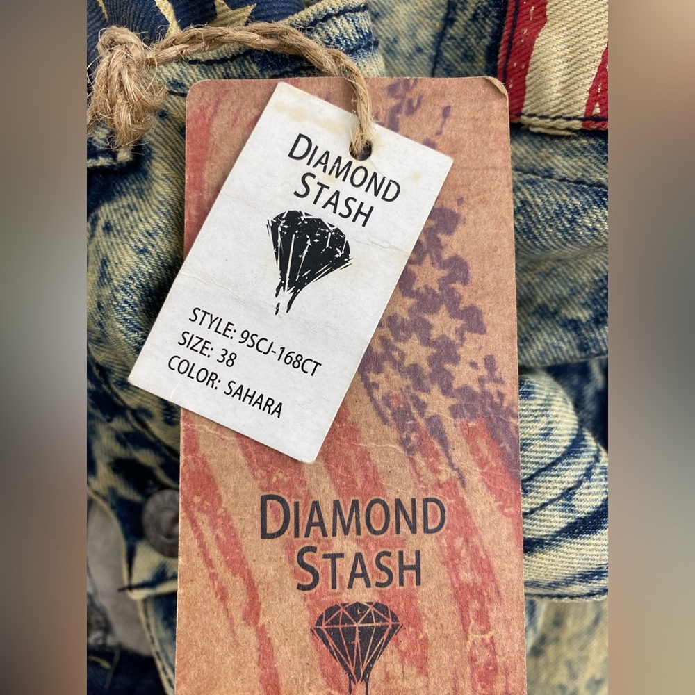 Diamond Stash size Large/38 Men’s Sahara American Flag Jacket Vest & Jeans - Picture 16 of 16